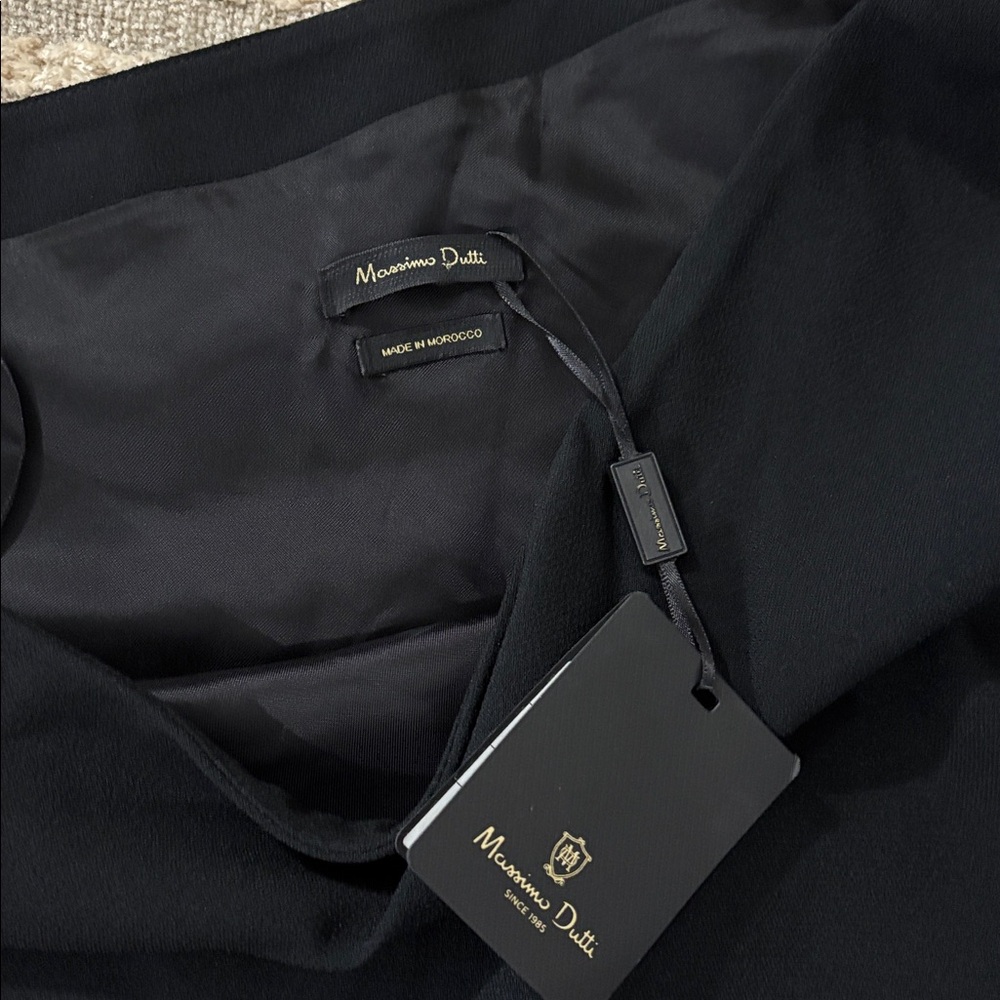 Massimo Dutti Black One Shoulder Shift Cocktail Special Occasion Dress Size 6 - Picture 10 of 13
